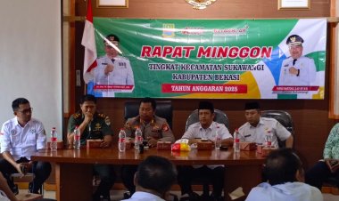 Berikan Pesan Kamtibmas, Kapolsek Tambelang Hadiri Rapat Minggon Tingkat Kecamatan Sukawangi 
