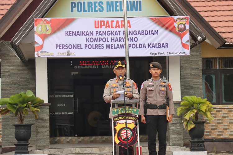 Kapolres Melawi Pimpin Upacara Kenaikan Pangkat Pengabdian Polri