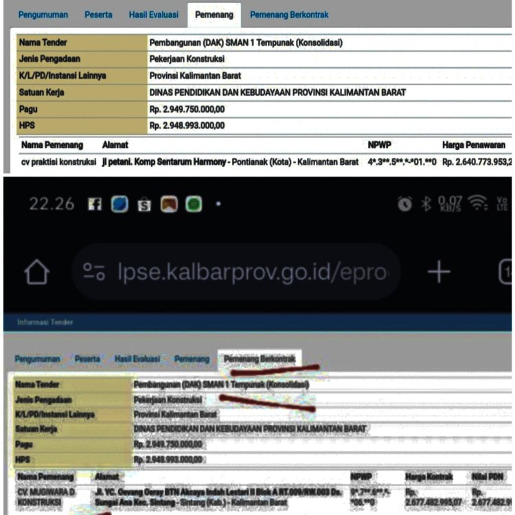 Klarifikasi Status CV Praktisi Kontruksi dalam Proyek Pembangunan SMA N 1 Tempunak LSM PISIDA  Pokja Kalbar Diminta Ungkap Ke Publik