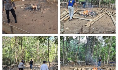 Kapolsek.IPTU ABDUL HADI .SH Sepauk Pimpin Langsung Pembongkaran Arena Judi Sabung Ayam Dan Berikan Himbauan Kepada Masyarakat Desa Lengkenat 