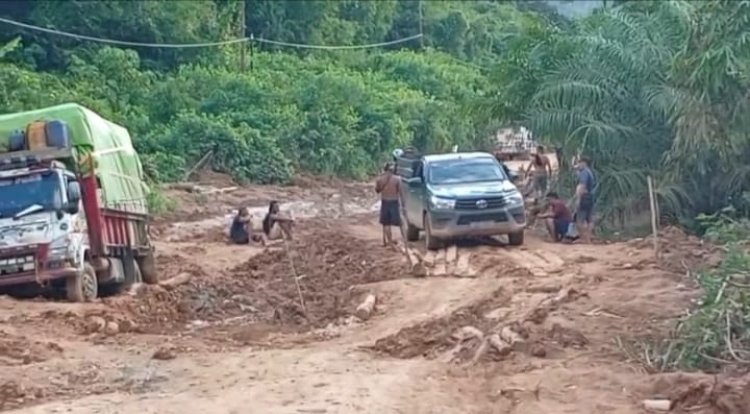 Preman Kuasai Jalan Rusak di Ketapang Warga Dipalak di Tengah Lumpur