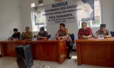 Sampaikan Pesan Kamtibmas, Bhabinkamtibmas Desa Sukakerta Hadiri Rapat Minggon 