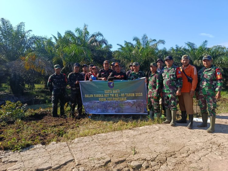 Dalam Rangka HUT ke-80, TNI Gelar Karya Bakti di Kecamatan Terentang