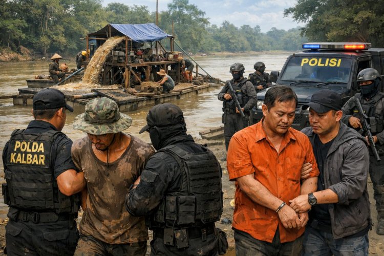 Diduga PETI, Pekerja Diamankan Ditkrimsus Polda Kalbar, Kades Semerangkai Ikut Dibawa Sekadar Saksi Atau Ada Peran?