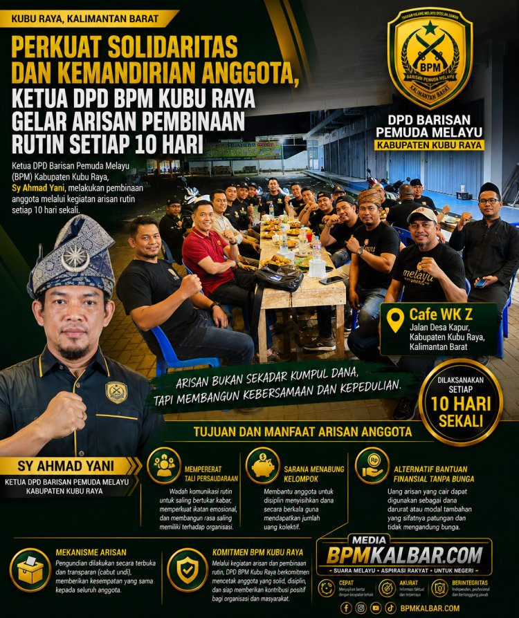 Perkuat Solidaritas dan Kemandirian Anggota, Ketua DPD BPM Kubu Raya Gelar Pembinaan Melalui Arisan Rutin